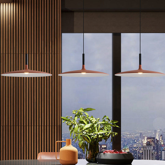 Aluminum Hanging Light: Nordic Design 1-Light Pendant For Dining Room - White/Orange/Grey Orange
