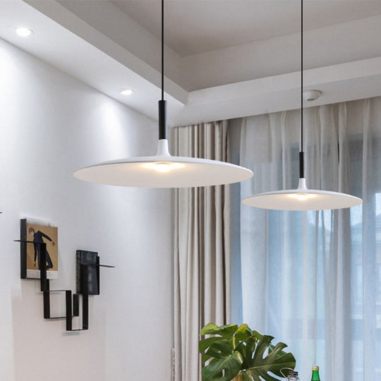 Aluminum Hanging Light: Nordic Design 1-Light Pendant For Dining Room - White/Orange/Grey White
