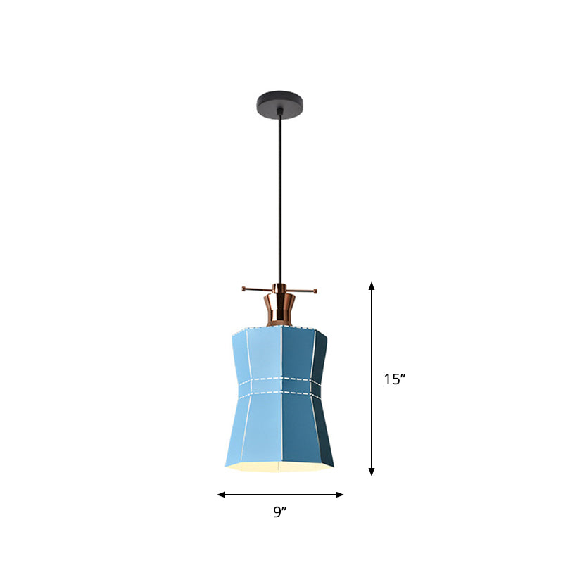 Macaron Metal Pendant Hanging Light Fixture - Laser-Cut Teardrop/Lantern/Curved Design 1