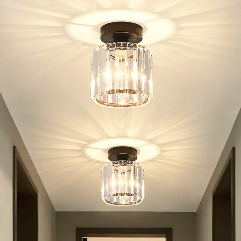 Clear Crystal Semi Flush Mount Modern Ceiling Light For Hallway