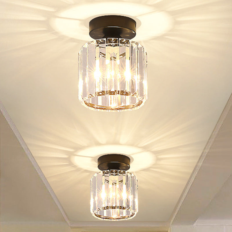 Clear Crystal Semi Flush Mount Modern Ceiling Light For Hallway Black / 5