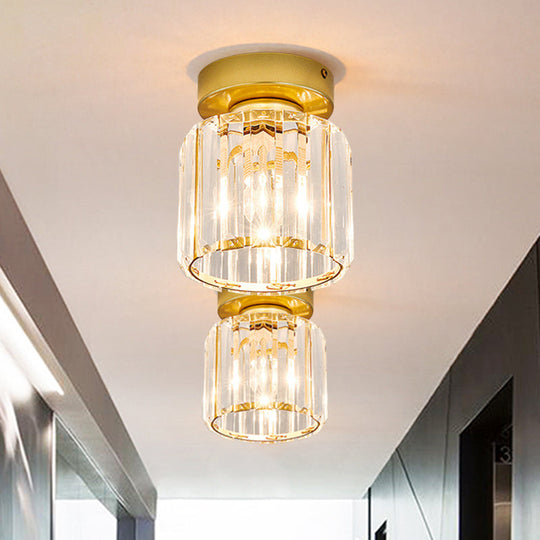 Clear Crystal Semi Flush Mount Modern Ceiling Light For Hallway