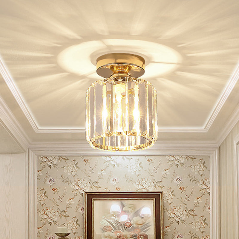 Clear Crystal Semi Flush Mount Modern Ceiling Light For Hallway Gold / 5