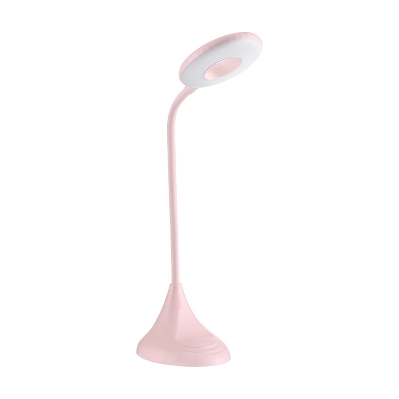 Modern Led Touch Desk Lamp - Blue/Pink/White Circular Design For Bedside Reading