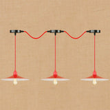 Red Metal Saucer Suspension Pendant Light For Living Room - 1/3-Head Swag Lighting Fixture 3 / A