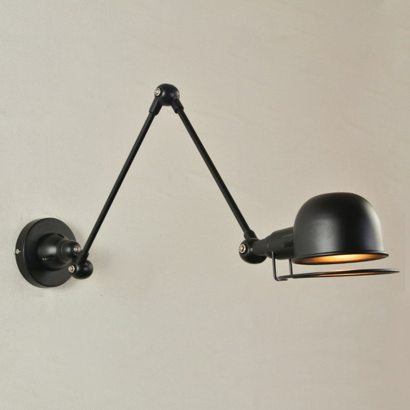 Industrial Black Iron Wall Mount Light Fixture With Rotatable Bowl 1-Light Task Frame Guard
