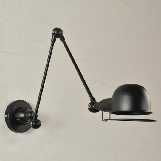 Industrial Black Iron Wall Mount Light Fixture With Rotatable Bowl 1-Light Task Frame Guard