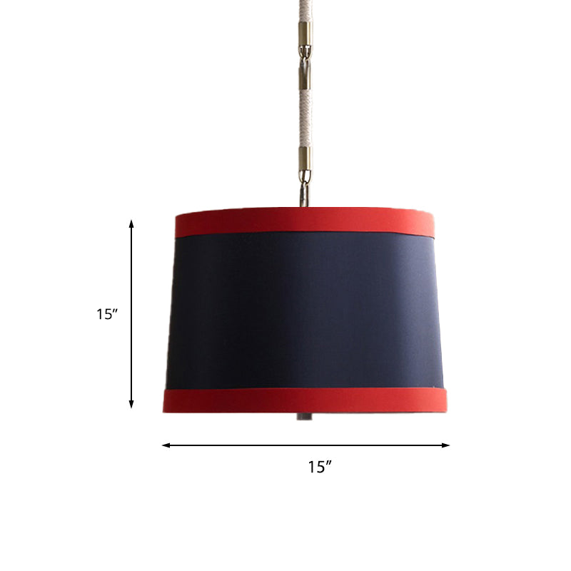 Simple 5-Bulb Fabric Drum Pendant Light For Nursing Room Decor