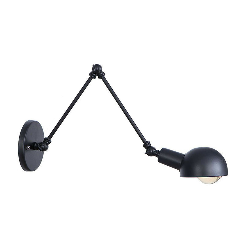 Vintage Iron Swivel Wall Light Kit - Black Bowl Design 8/19.5 Dual Width Bedroom Reading Lamp / 8+8