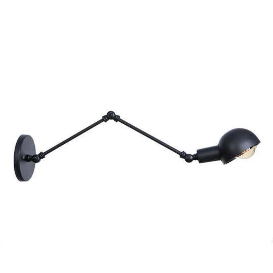 Vintage Iron Swivel Wall Light Kit - Black Bowl Design 8/19.5 Dual Width Bedroom Reading Lamp