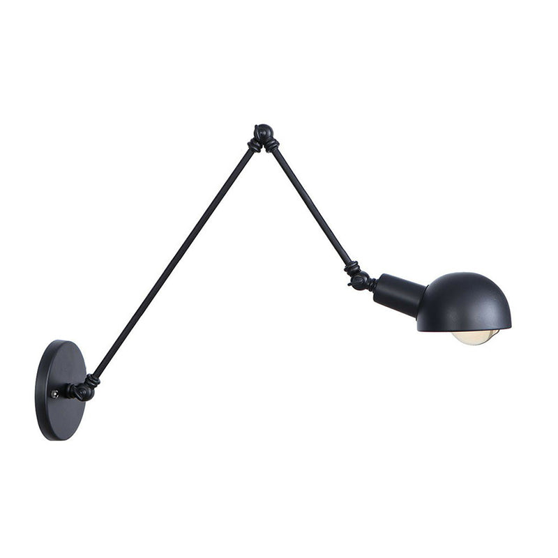 Vintage Iron Swivel Wall Light Kit - Black Bowl Design 8/19.5 Dual Width Bedroom Reading Lamp