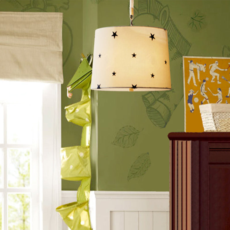 Simple 5-Bulb Fabric Drum Pendant Light For Nursing Room Decor Beige / A