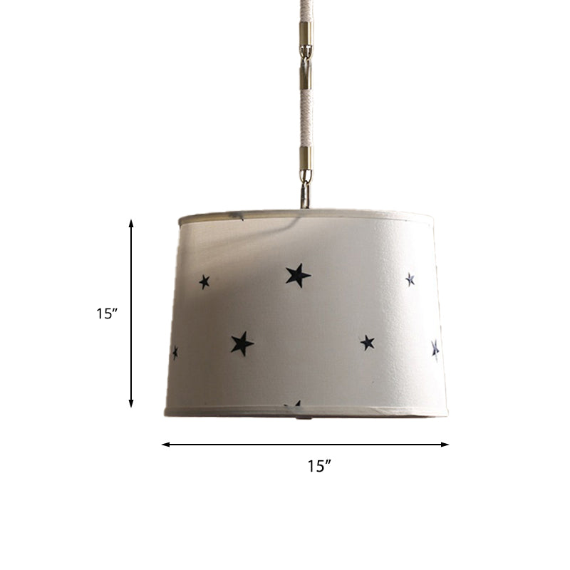 Simple 5-Bulb Fabric Drum Pendant Light For Nursing Room Decor
