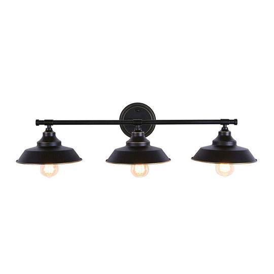 Country Style Black Iron Barn Wall Mounted Lamp - 3 Lights Linear Arm