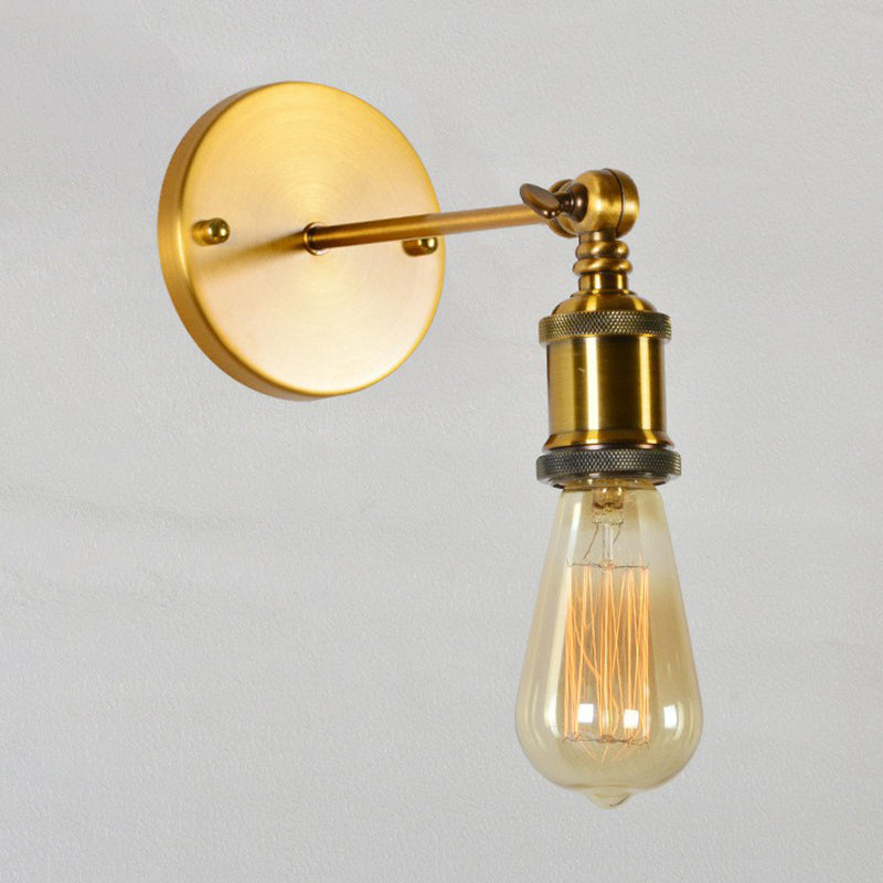 Vintage Brass Swing Arm Wall Lamp: Metallic Single Dining Room Lighting - Mounted With/Without Shade