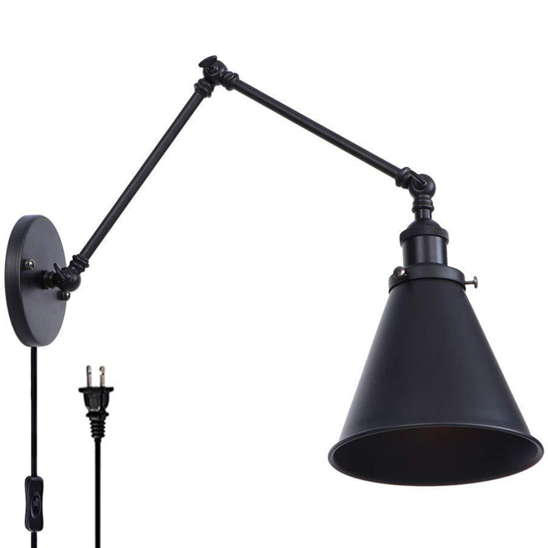 Farmhouse Trumpet Metal Wall Light With Adjustable Arm - Black Half-Head Lighting Ideas 1 /