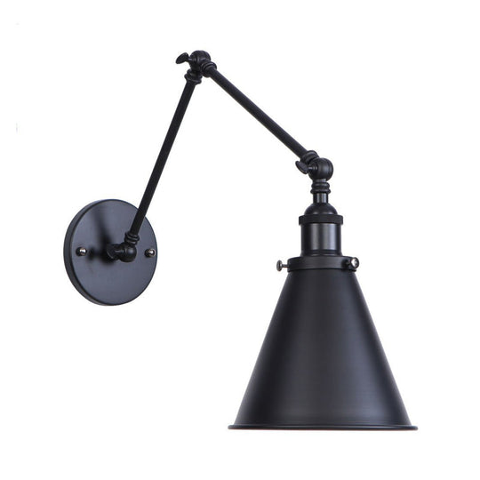 Farmhouse Trumpet Metal Wall Light With Adjustable Arm - Black Half-Head Lighting Ideas