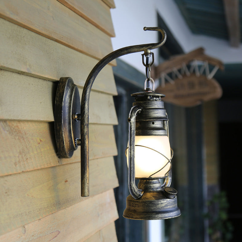 Nautical Single Wall Lamp With Frosted Glass And Bronze/Copper Finish
