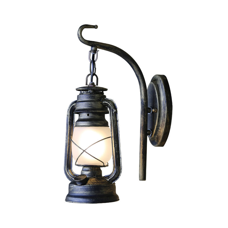 Nautical Single Wall Lamp With Frosted Glass And Bronze/Copper Finish
