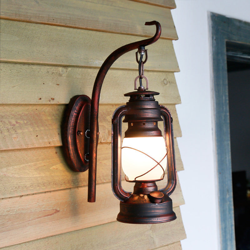 Nautical Single Wall Lamp With Frosted Glass And Bronze/Copper Finish Copper