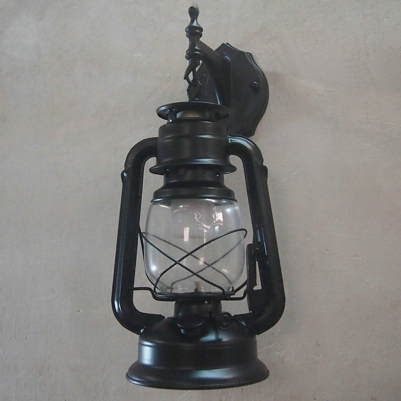 Bronze/Black Nautical Wall Light With Transparent Glass And Kerosene Style For Foyer Decoration