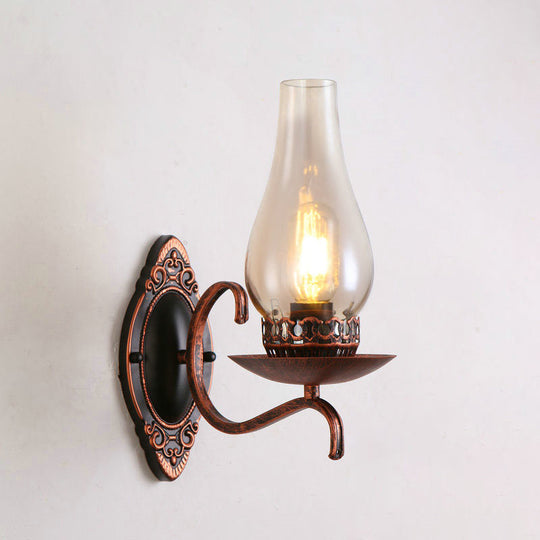 Industrial Wall Lamp With Kerosene Glass Shade And Copper/Bronze Finish Copper / B