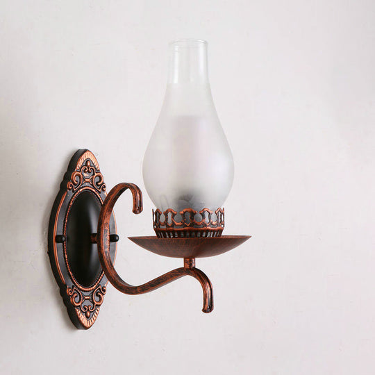 Industrial Wall Lamp With Kerosene Glass Shade And Copper/Bronze Finish Copper / A