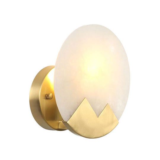 Brass Antique Wall Lamp Fixture With Frosted White Glass Tulip Shade - 1-Light Mount Light / A