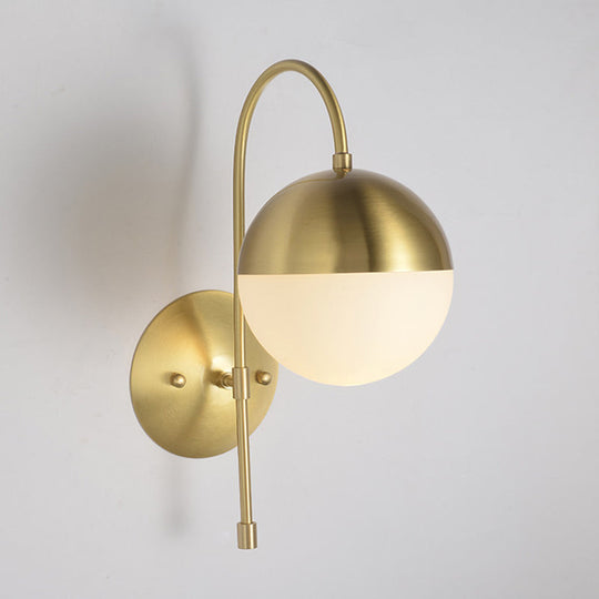 Brass Antique Wall Lamp Fixture With Frosted White Glass Tulip Shade - 1-Light Mount Light / D
