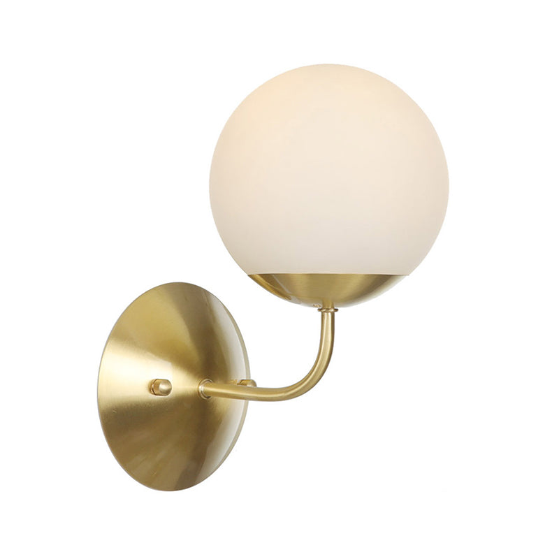 Brass Antique Wall Lamp Fixture With Frosted White Glass Tulip Shade - 1-Light Mount Light