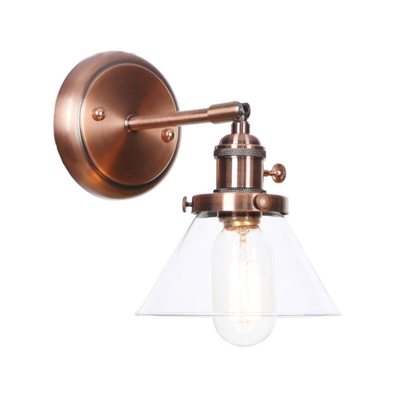 Iron Copper Finish Wall Light With Adjustable Arm And Conic/Diamond/Ball Shade - Single Factory