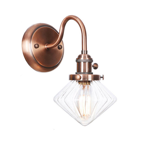 Iron Copper Finish Wall Light With Adjustable Arm And Conic/Diamond/Ball Shade - Single Factory