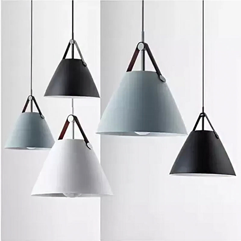 Nordic Single Ceiling Pendant - 10.5/14 W Grey/White/Black Frustum Hanging Lamp With Metal Shade &