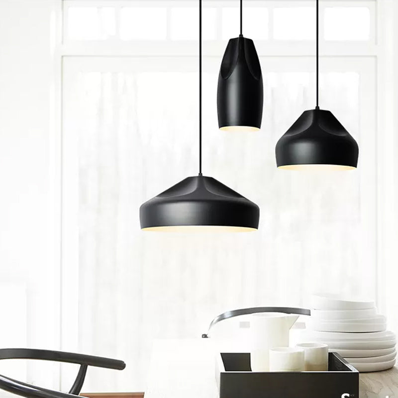 1-Light Bakery Pendant Light With Macaron Black/Yellow/Green Hanging Kit & Aluminum Shade Black / A