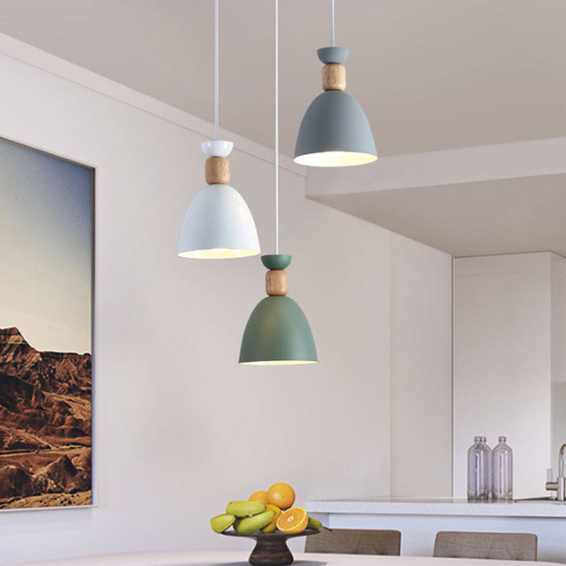 White Multi-Pendant Macaron Metal Hanging Lamp With 3 Lights For Dining Room Ceiling / A