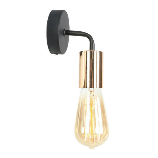 Industrial Style Metal Wall Mount Lamp - Shadeless Garage Lighting With Curved Arm In Rose