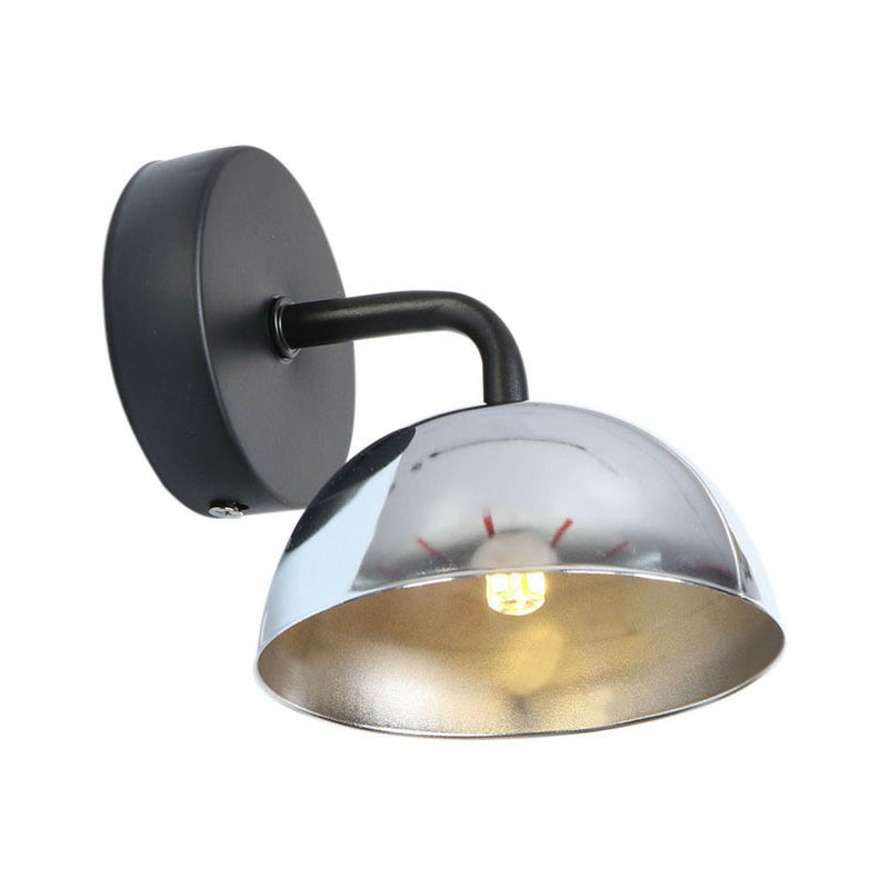Dome Shade Wall Light With Arm - Loft Brass/Copper/Black Iron For Dining Room Chrome