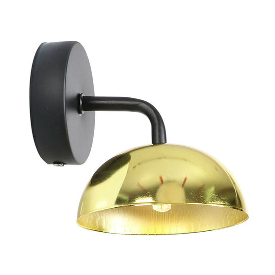 Dome Shade Wall Light With Arm - Loft Brass/Copper/Black Iron For Dining Room Gold