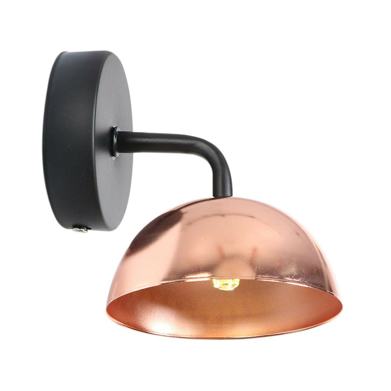 Dome Shade Wall Light With Arm - Loft Brass/Copper/Black Iron For Dining Room Rose Gold