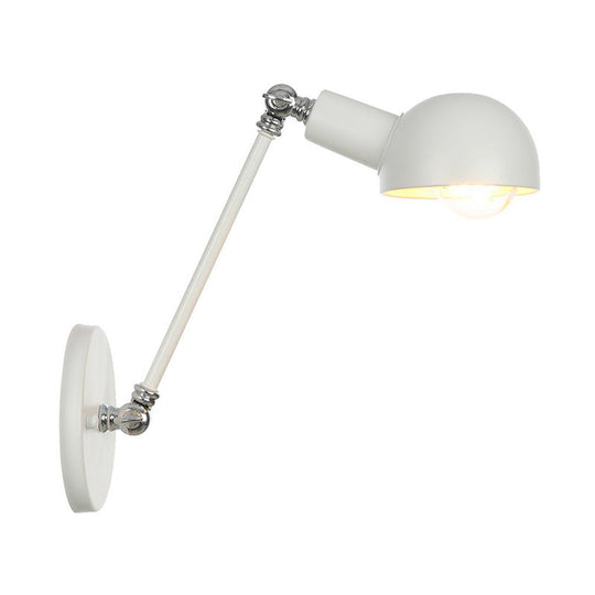 Iron Wall Mount Task Light With Swing Arm And Dome Shade - Industrial Style (8 Or 12 Wide) White / 8