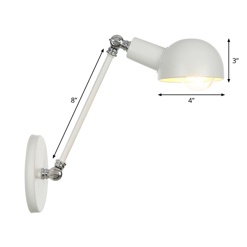 Iron Wall Mount Task Light With Swing Arm And Dome Shade - Industrial Style (8 Or 12 Wide)