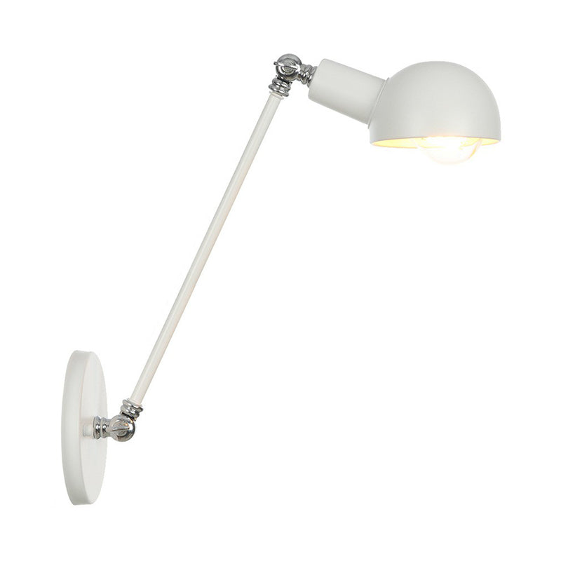 Iron Wall Mount Task Light With Swing Arm And Dome Shade - Industrial Style (8 Or 12 Wide) White /