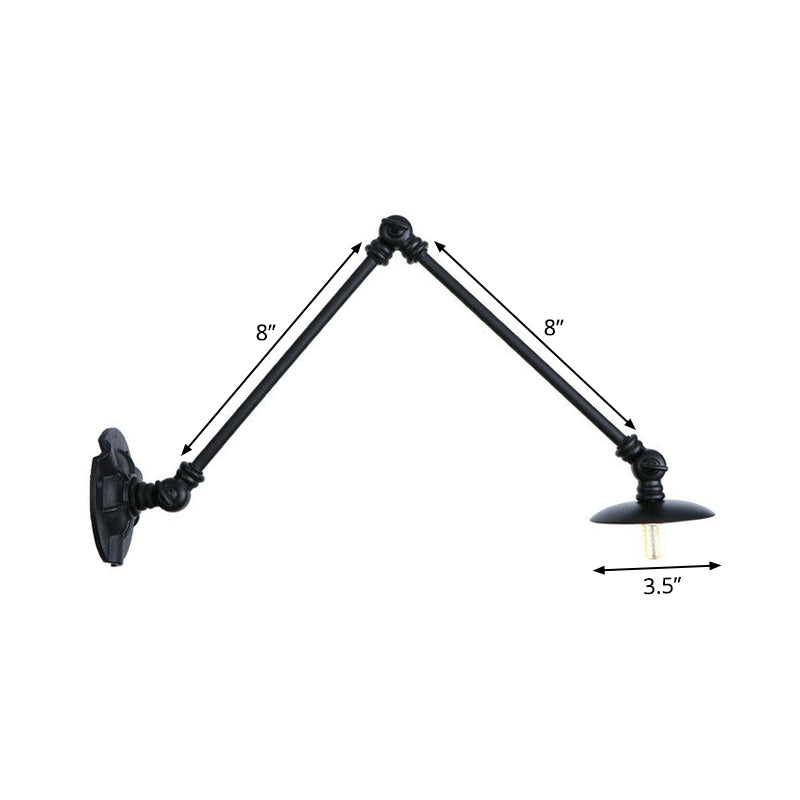 Adjustable 2-Arm Wall Light With Studio Task Lamp In Black Various Length Options