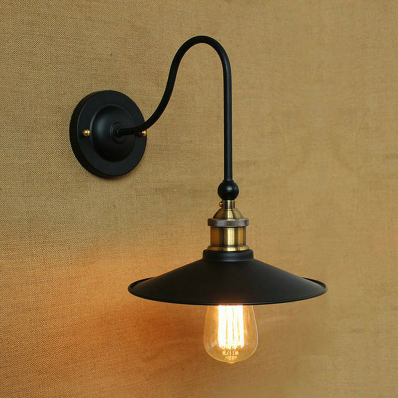 Rustic Metallic Wall Lamp With Scalloped Shade - Perfect For Living Room Black / A