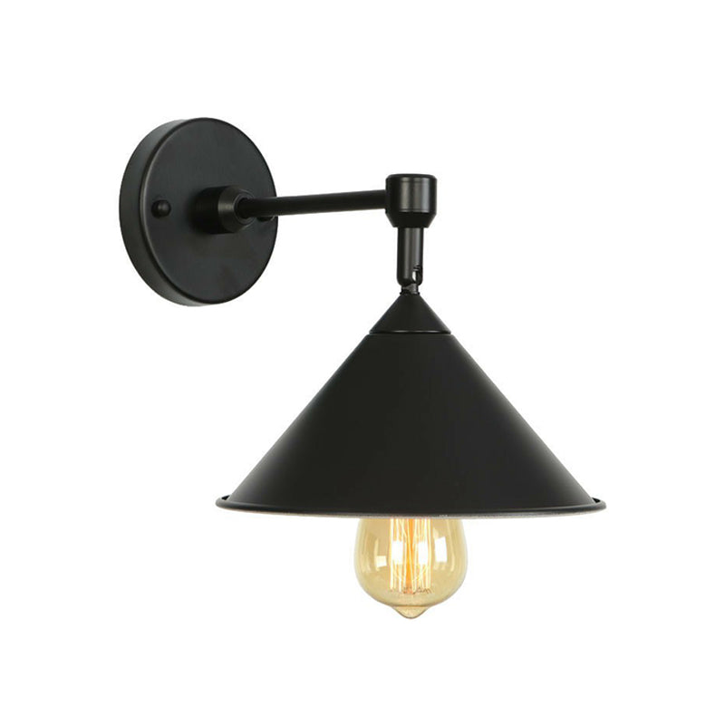 Loft Roll-Trim Cone Iron Wall Mounted Lamp In Pink/Grey/Blue - 1-Light Fixture Black