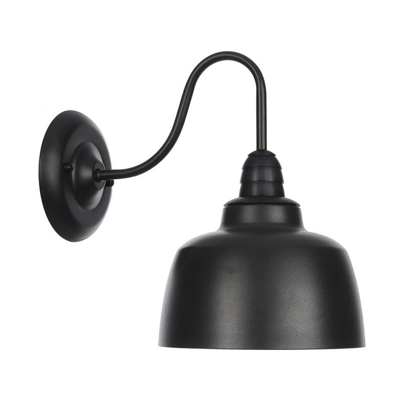 Rustic Black Bowl Kitchen Wall Light With Adjustable Arm - 1-Light Metallic Mounted Lamp / D