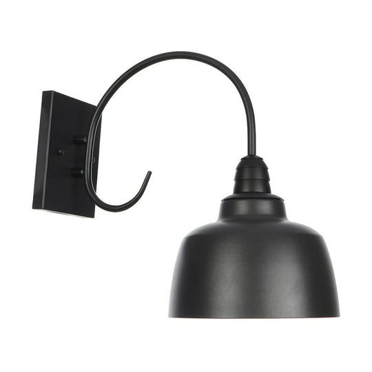 Rustic Black Bowl Kitchen Wall Light With Adjustable Arm - 1-Light Metallic Mounted Lamp / E