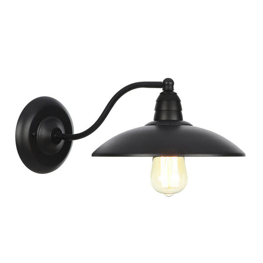 Rustic Black Bowl Kitchen Wall Light With Adjustable Arm - 1-Light Metallic Mounted Lamp / G