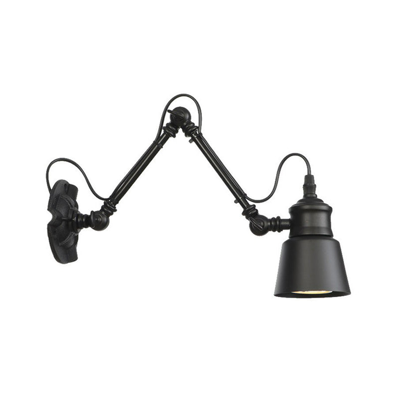 Vintage Matte Black Iron Wall Mount Reading Light With Swing Arm - 1-Bulb Task Lamp / 4 A