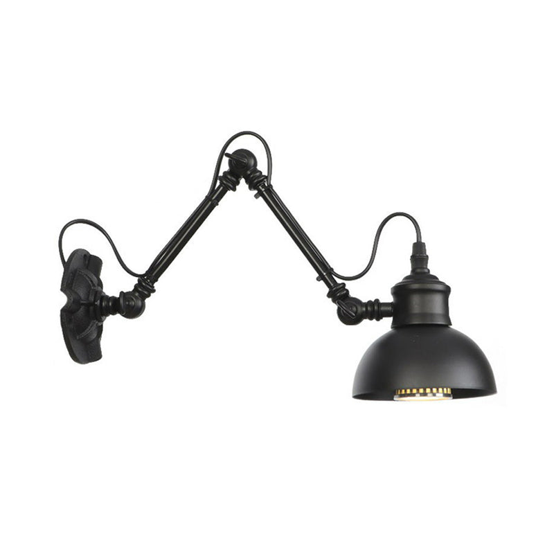Vintage Matte Black Iron Wall Mount Reading Light With Swing Arm - 1-Bulb Task Lamp / 4 B